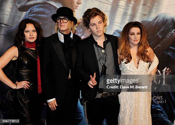 Guest, Michael Lockwood, Ben Keough and Lisa Marie Presley attend the World Premiere of Harry Potter And The Deathly Hallows: Part 1 at Odeon...