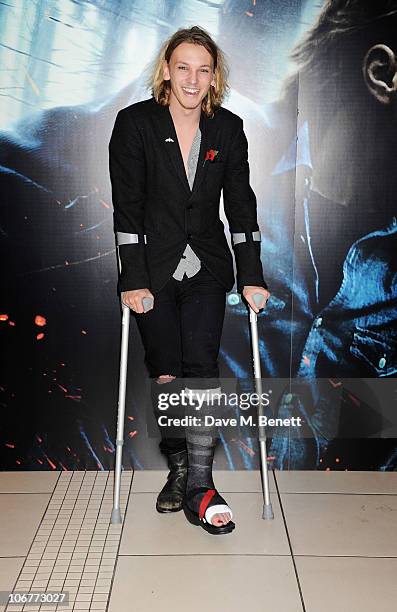 Actor Jamie Campbell Bower attends the World Premiere of Harry Potter And The Deathly Hallows: Part 1 at Odeon Leicester Square on November 11, 2010...