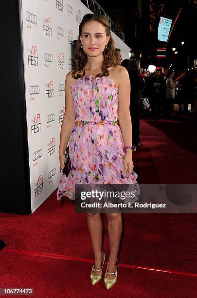 Actress Natalie Portman arrives at the "Black Swan" closing night gala during AFI FEST 2010 presented by Audi held at Grauman's Chinese Theatre on...