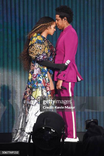 Beyonce and Jay-Z perform during the Global Citizen Festival: Mandela 100 at FNB Stadium on December 2, 2018 in Johannesburg, South Africa.