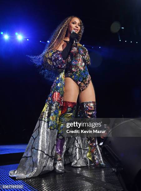 Beyonce performs during the Global Citizen Festival: Mandela 100 at FNB Stadium on December 2, 2018 in Johannesburg, South Africa.