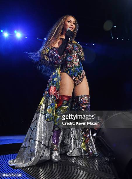 Beyonce performs during the Global Citizen Festival: Mandela 100 at FNB Stadium on December 2, 2018 in Johannesburg, South Africa.