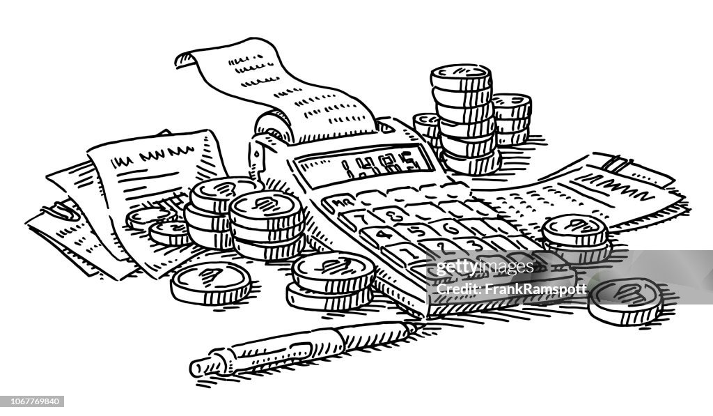 Calculation Financial Expenses Money Concept Drawing