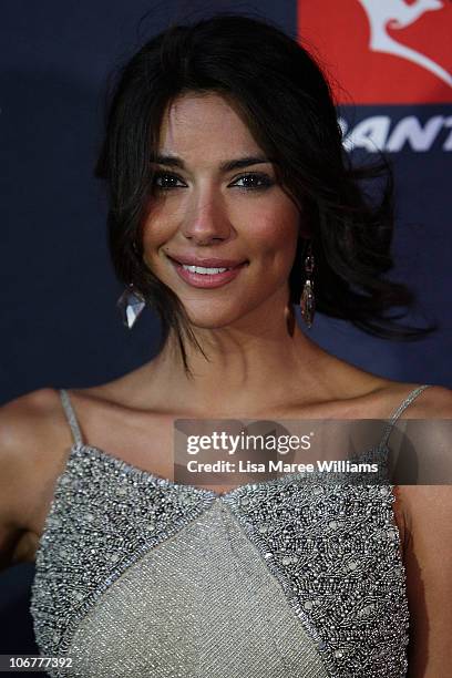 Pia Miller arrives at Qantas's 90th anniversary gala dinner at the Qantas Sydney jet base on November 12, 2010 in Sydney, Australia.