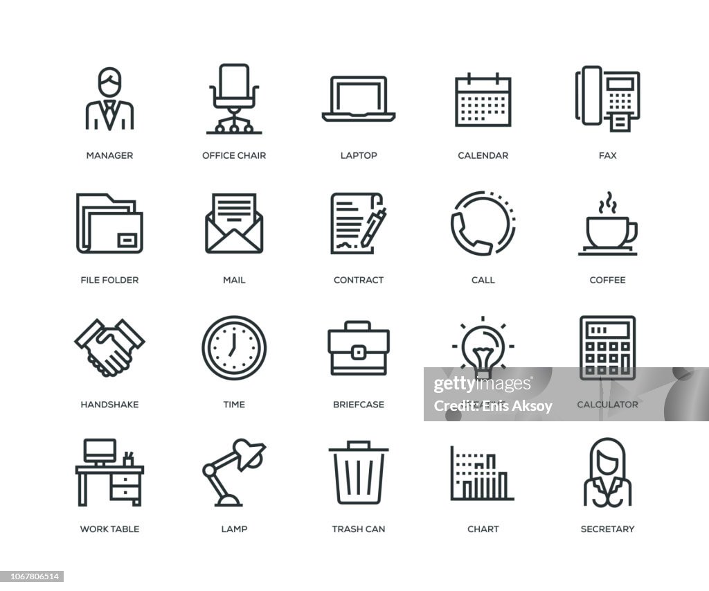 Office and Workplace Icons - Line Series