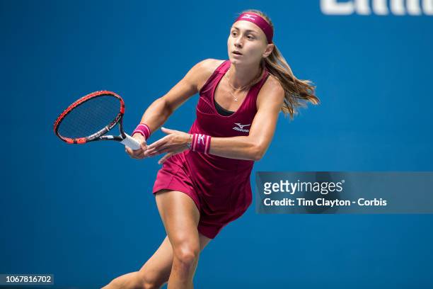 Open Tennis Tournament- Day Six. Aleksandra Krunic of Serbia in action against Madison Keys of the United States in the Women's Singles round three...