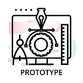 Prototype icon on abstract background