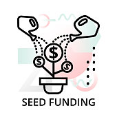 Seed funding icon on abstract background