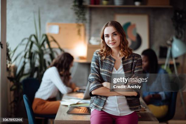 portrait of a confident businesswoman - hipster office stock pictures, royalty-free photos & images