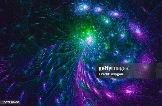 purple abstract glowing space stars background - astronomy bird stock pictures, royalty-free photos & images