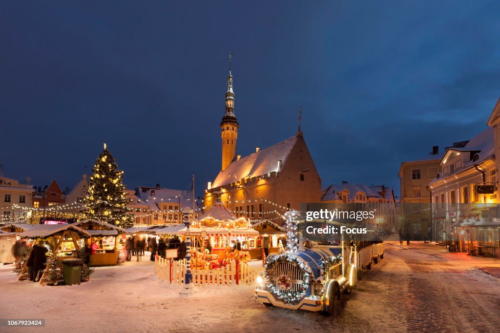 Christmas Market in Tallinn Town Hall Square.
