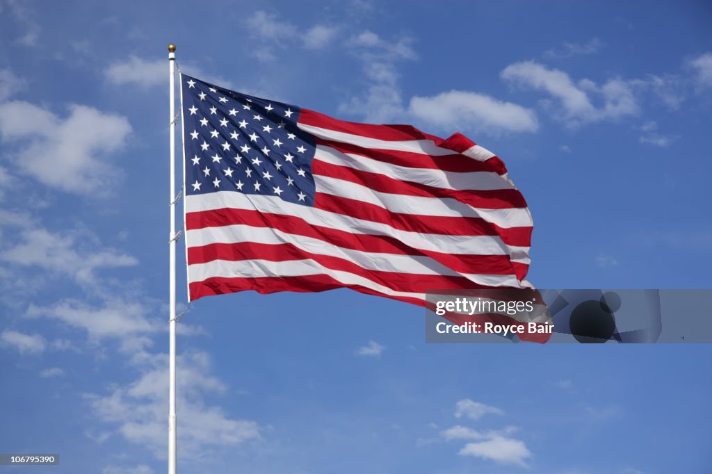 American flag flying in the wind