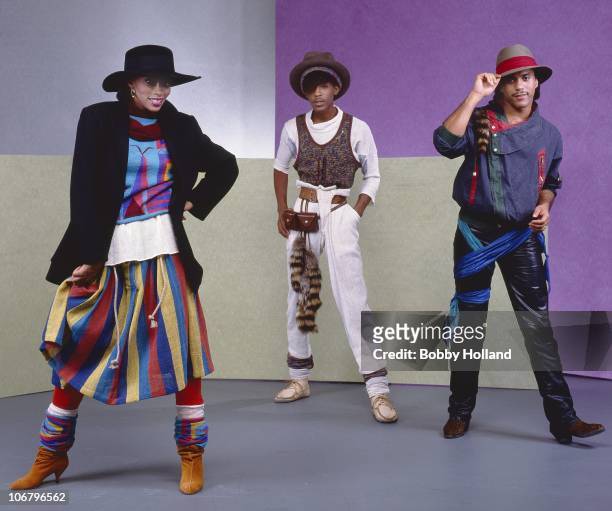 Former Soul Train dancers and R & B group Shalamar pose for a portrait on October 7, 1982 in Los Angeles, California.