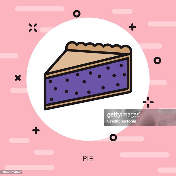 blueberry pie thin line dessert icon - blueberry pie stock illustrations