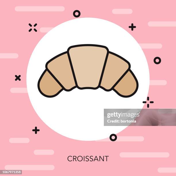 illustrazioni stock, clip art, cartoni animati e icone di tendenza di icona dessert croissant thin line - croissant