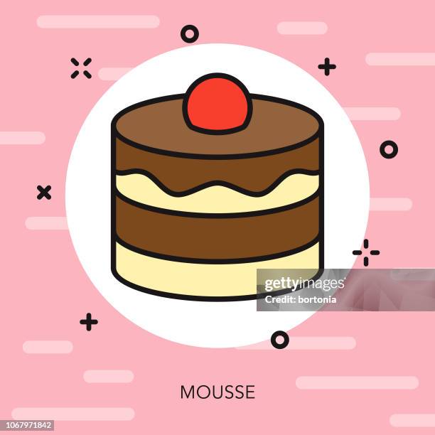 mousse thin line dessert icon - mousse stock illustrations