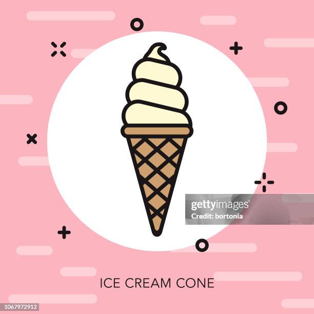 ice cream cone dünne linie dessert symbol - softeis stock-grafiken, -clipart, -cartoons und -symbole