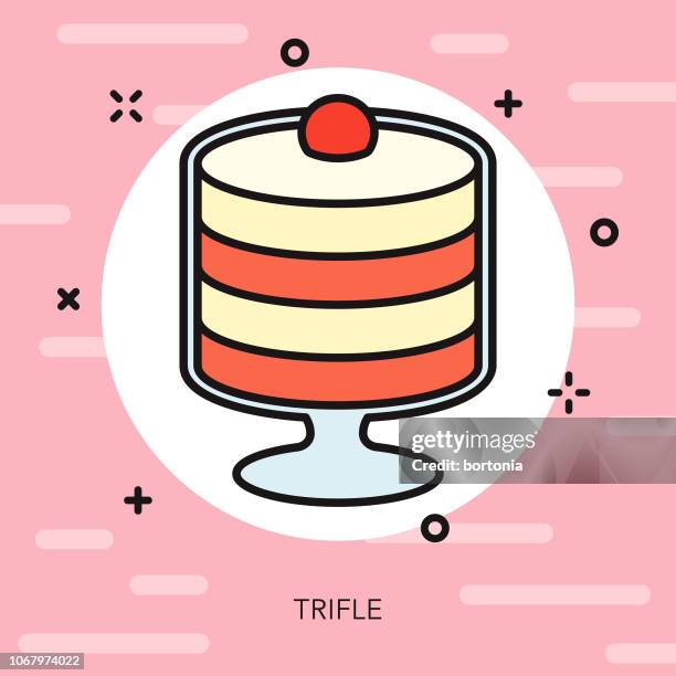 trifle thin line dessert icon - trifle stock illustrations