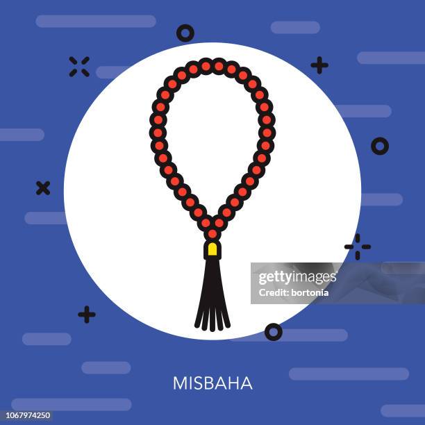 misbaha thin line ramadan icon - prayer circle stock illustrations