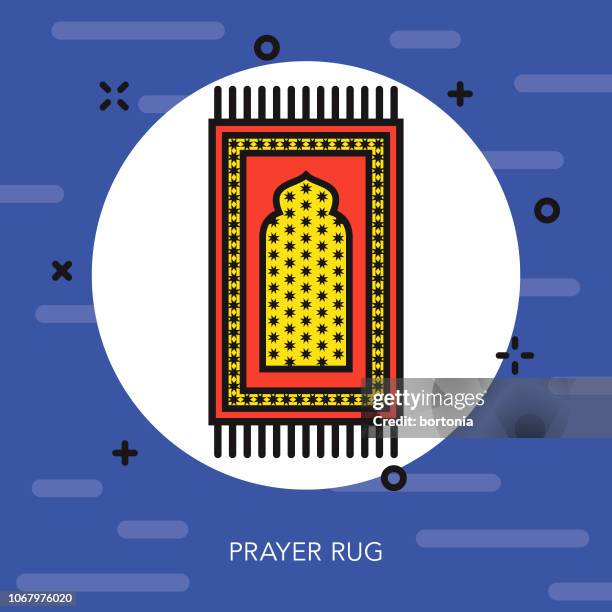 prayer rug thin line ramadan icon - prayer circle stock illustrations