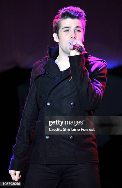 Joe McElderry performs at Manchester's Christmas party at Albert Square on November 12, 2010 in Manchester, England.