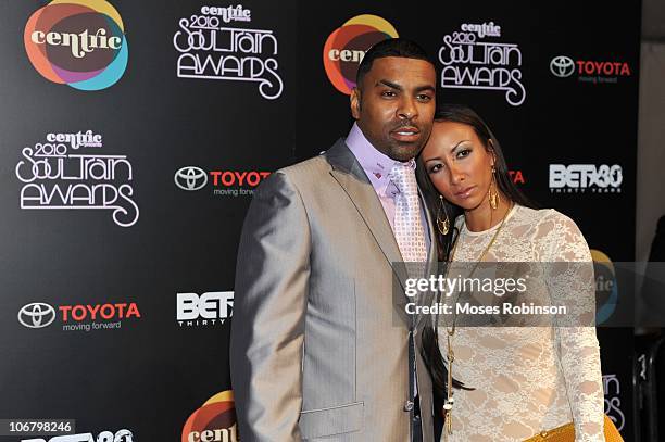 Recording Artist Ginuwine and recording artist Sole' attend the 2010 Soul Train Awards at the Cobb Energy Center on November 10, 2010 in Atlanta,...