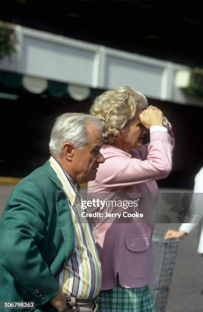 Secretariat trainer Lucien Laurin and owner Helen "Penny" Chenery Tweedy at Belmont Park. Elmont, NY 5/29/1973 CREDIT: Jerry Cooke