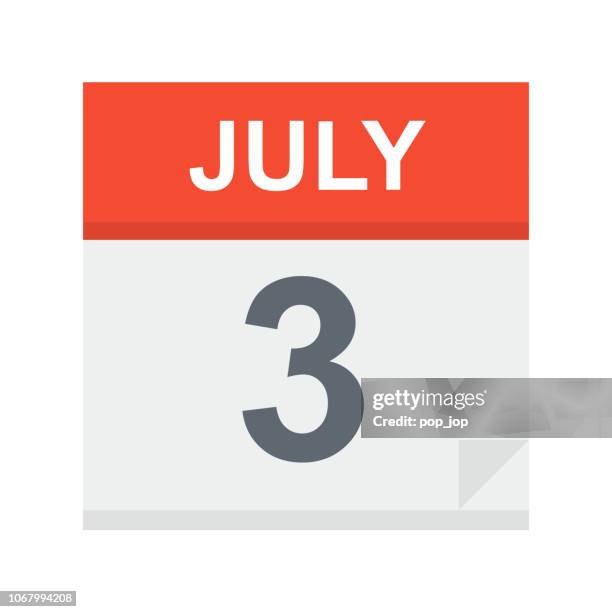 july 3 - calendar icon - july 2018 calendar stock illustrations