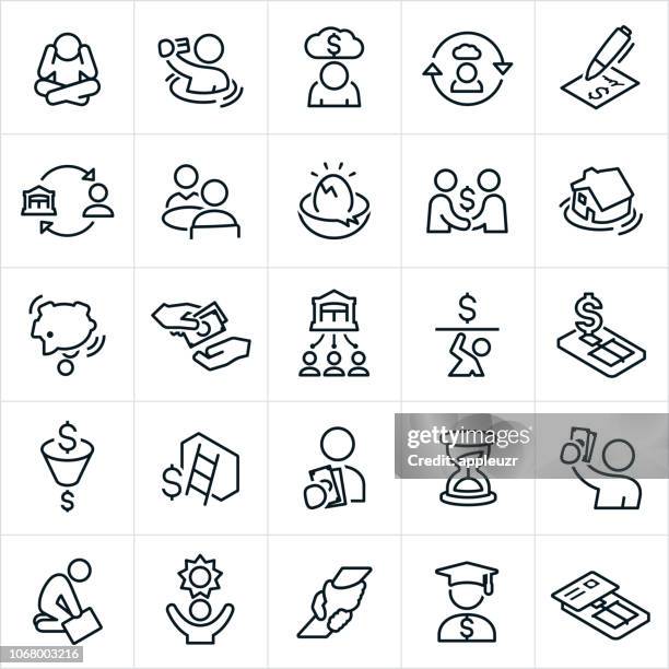 consumer debt icons - bank manager stock illustrations