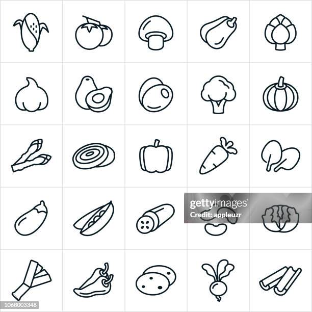 vegetables icons - crucifers stock illustrations