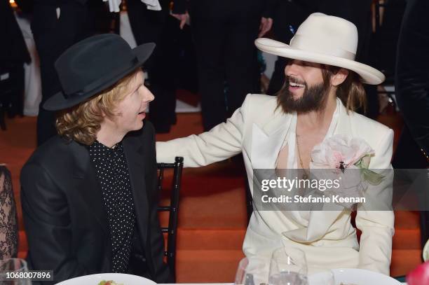 Recording artist Beck and actor Jared Leto, both wearing Gucci, attend 2018 LACMA Art + Film Gala honoring Catherine Opie and Guillermo del Toro...