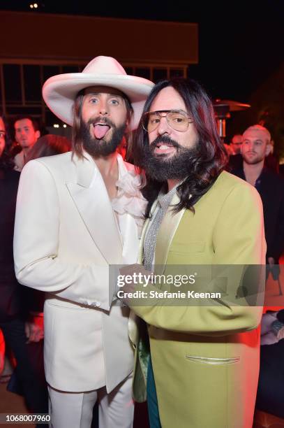 Actor Jared Leto , wearing Gucci, and Gucci Creative Director Alessandro Michele, wearing Gucci, attend 2018 LACMA Art + Film Gala honoring Catherine...