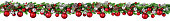 Christmas Border - Red And Silver Ball Hanging In Fir Garland
