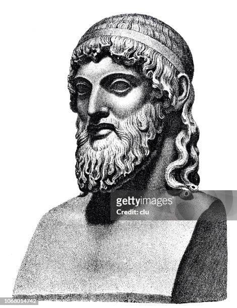 hermes bust, greek god of transport, travellers, merchants and shepherds, as well as the god of thieves, art dealers, rhetoric, gymnastics and thus also of the palaestra and magic - hermes greek god stock illustrations