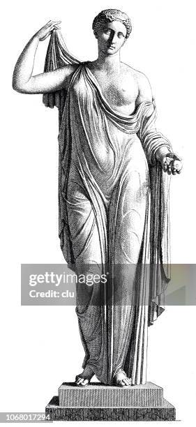 aphrodite, greek goddess of love, statue on white background - aphrodite goddess stock illustrations
