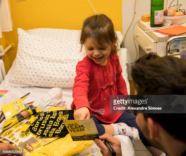 Roman Buerki of Borussia Dortmund during the annual visit at the Children's Hospital on December 03, 2018 in Dortmund, Germany.
