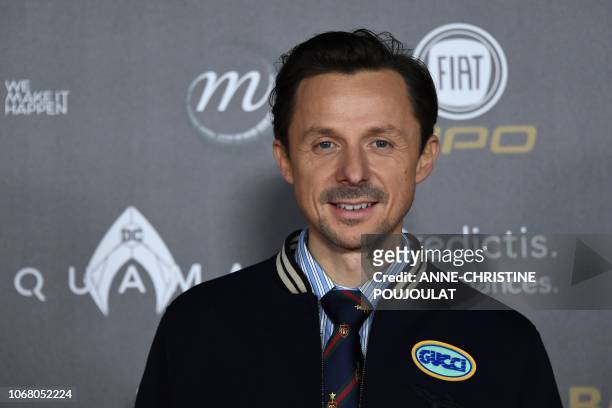 French DJ and producer Martin Solveig poses upon arrival at the 2018 Ballon d'Or award ceremony at the Grand Palais in Paris on December 3, 2018.