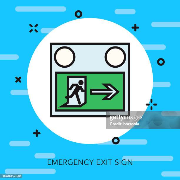 exit sign thin line emergency services icon - exit sign stock illustrations