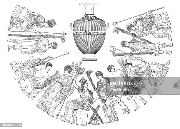 greek gods and priests - artemis goddess stock illustrations
