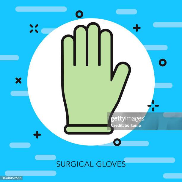 ilustraciones, imágenes clip art, dibujos animados e iconos de stock de icono de servicios de emergencia de goma guantes delgada línea - guantes de goma