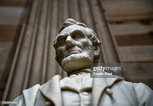 Statue of Abraham Lincoln, the 16th President of the United States, stands inside the U.S Capitol Rotunda on December 03, 2018 in Washington, DC. A...