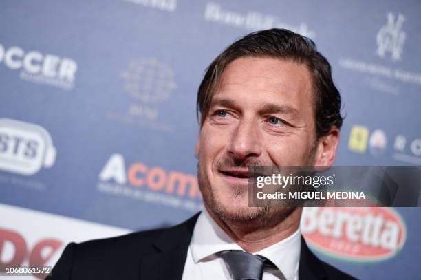 Italian ex football player Francesco Totti arrives at the "Gran Gala del Calcio" Italian Football Association awards ceremony on December 3 in Milan.