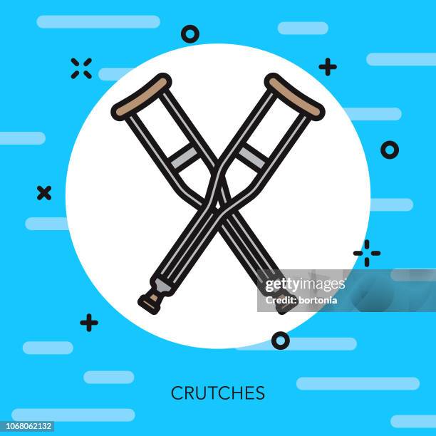 crutches thin line emergency services icon - limping stock illustrations