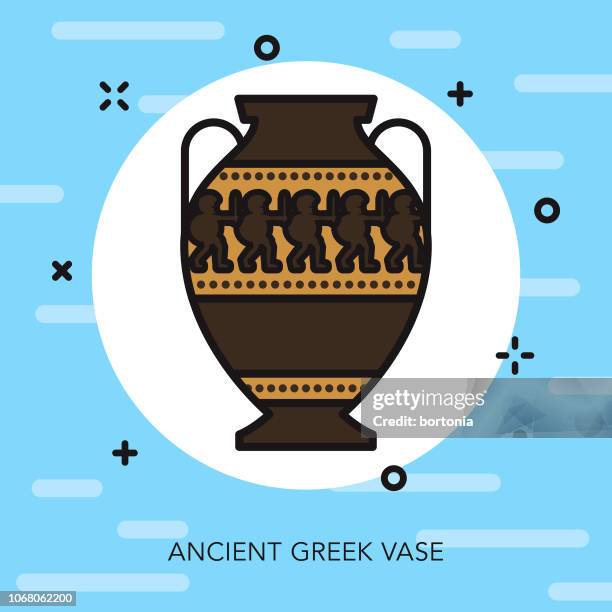 pottery thin line greece icon - greek vase stock illustrations