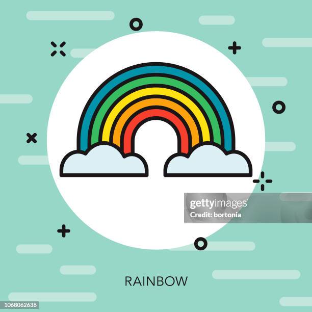 rainbow thin line spring icon - rainbow icon stock illustrations