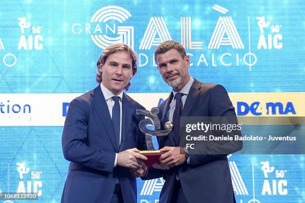 Pavel Nedved and Zvonimir Boban during the 'Oscar Del Calcio AIC' Italian Football Awards on December 3, 2018 in Milan, Italy.