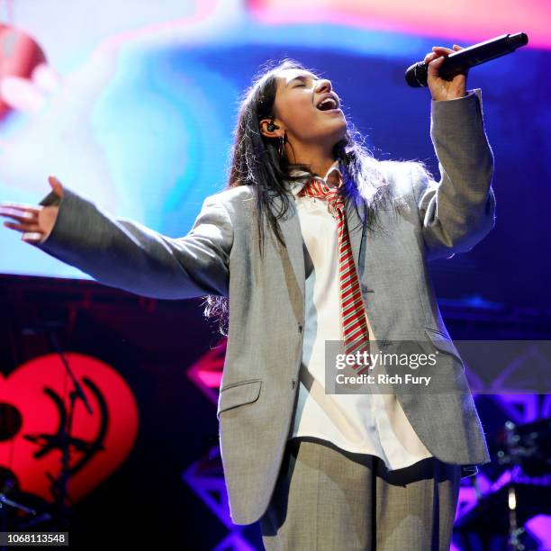 Alessia Cara performs onstage during WiLD 94.9's FM's Jingle Ball 2018 Presented by Capital One at Bill Graham Civic Auditorium on December 1, 2018...