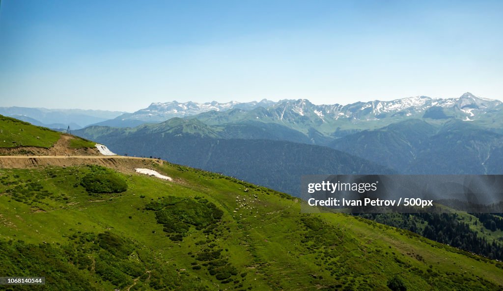 Rolling landscape of mountains
