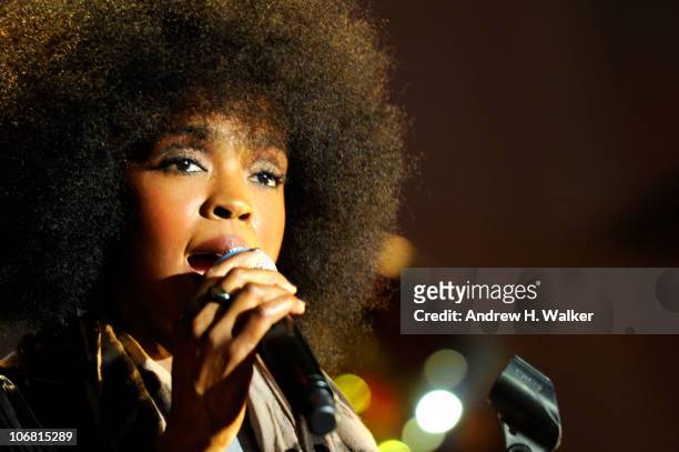 Singer Lauryn Hill performs during the Michael J. Fox Foundation's 2010 Benefit "A Funny Thing Happened on the Way to Cure Parkinson's" at The...
