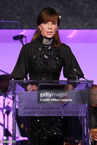 Caroline Kimmel speaks onstage at the National Museum of American Jewish History opening gala hosted by Jerry Seinfeld and featuring Bette Midler at...